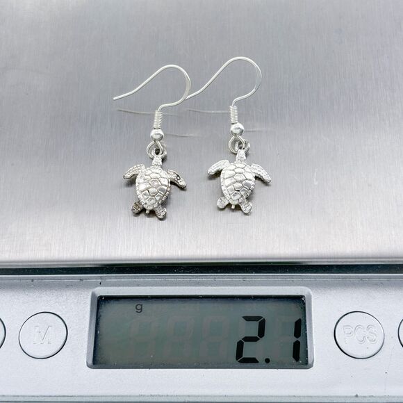 Vintage Sterling Silver 925 Sea Turtle Dangle Earrings - Picture 5 of 5